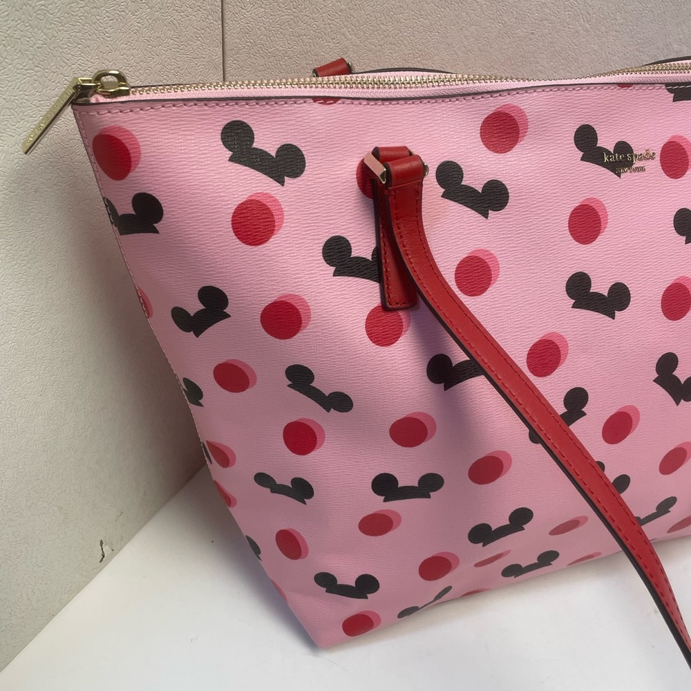 Disney Parks Kate Spade Large Tote Purse Bag with Wallet Mickey Mouse Print Pink - Picture 2 of 11
